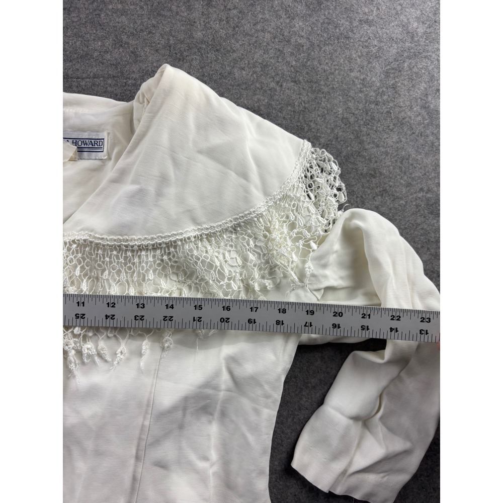 VTG Jessica Howard Crochet Lace Fringe Portrait Collar Jacket Women 14 Prep 80s - Picture 3 of 7